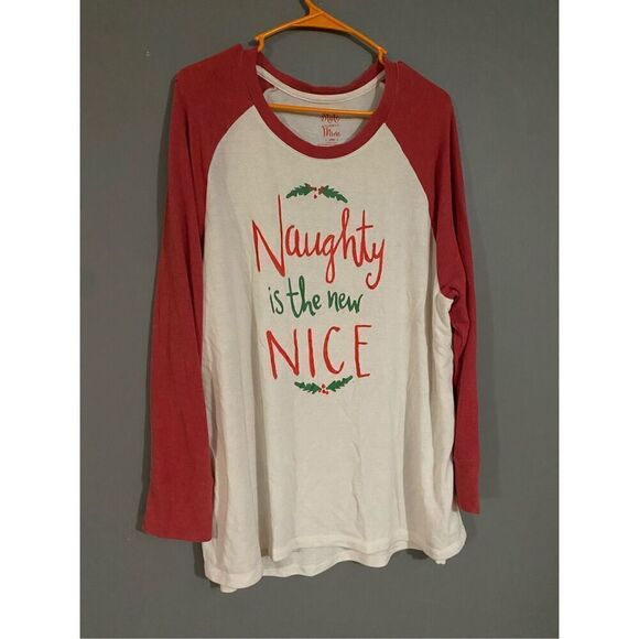 State Of Mine Naughty Is The New Nice Long Sleeve Top Size Large - Picture 2 of 5